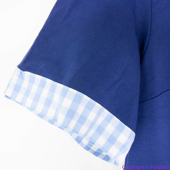 Unique Vintage Gwynnie Bee Gingham Collar Navy Fit-And-Flare Dress, 0X - Picture 13 of 16